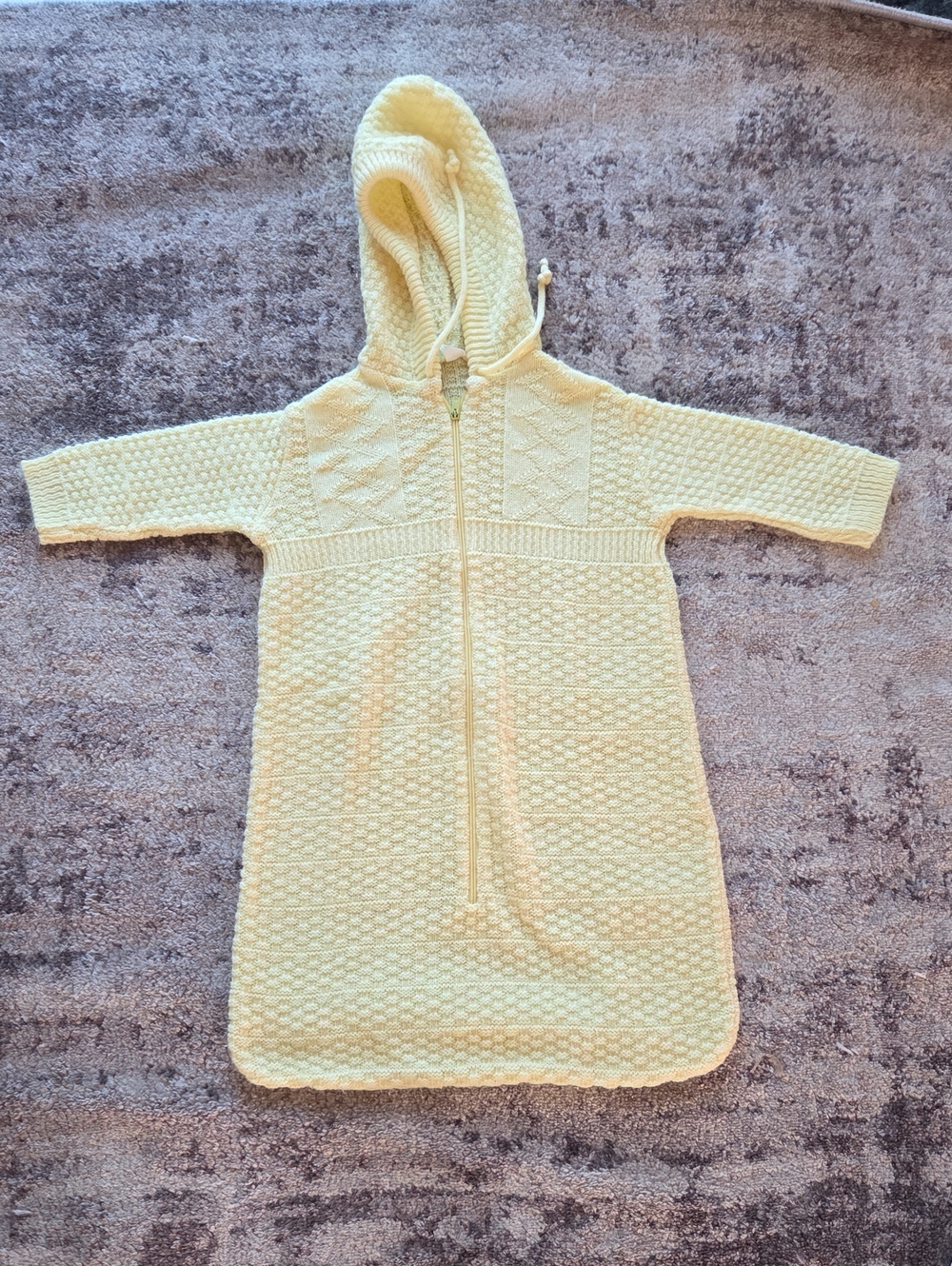 Vintage Tiny Tots Yellow Hooded Knit Sleepsack Unisex Size 3-6 Months